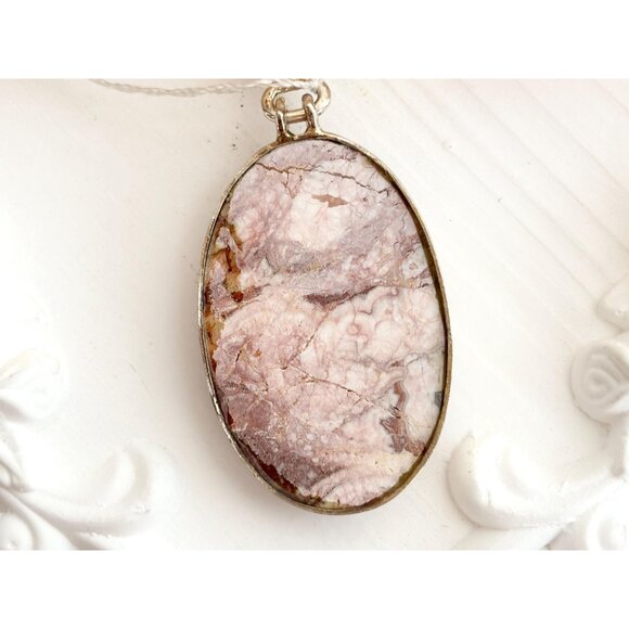 Rosita Jasper Gemstone Sterling Silver Minimalist Framed 925 Vintage Pendant - Picture 5 of 10